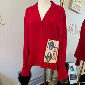 Red Women's Top with Eye Patch Detail
